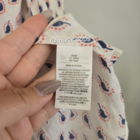 Boden Linen Shirt in lvory Paisley Stamp - Picture 8 of 8